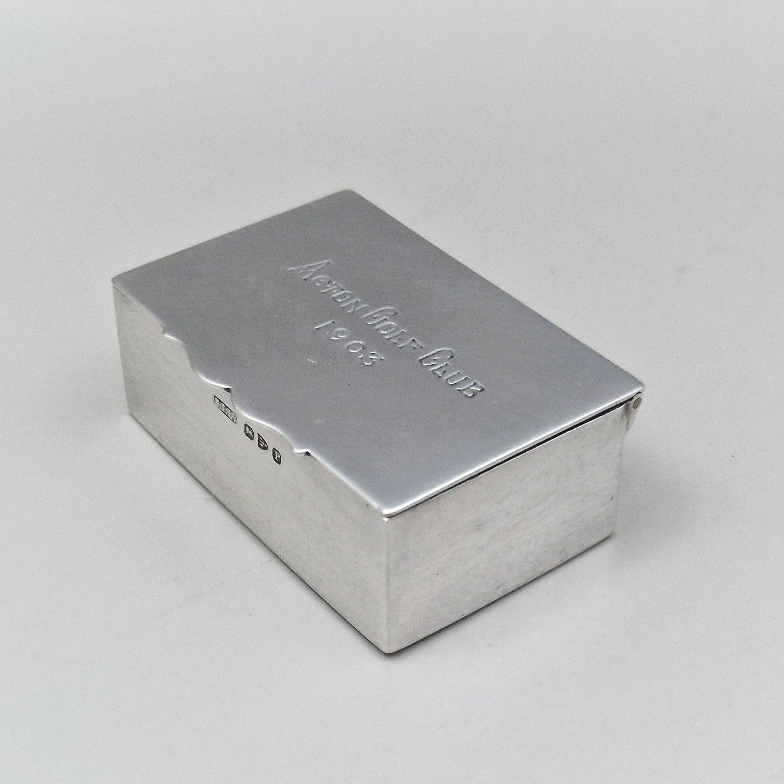 Solid Silver Stamp Box Acton Golf Club 1983 by Stokes & Ireland Ltd Chester 1898