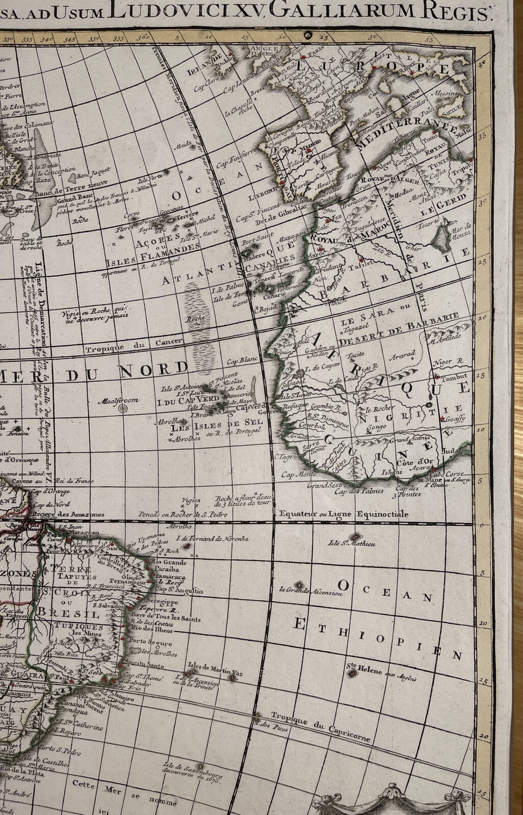 Guillaume Delisle Covens & Mortier Americas World Map Hand Colored 18th Century