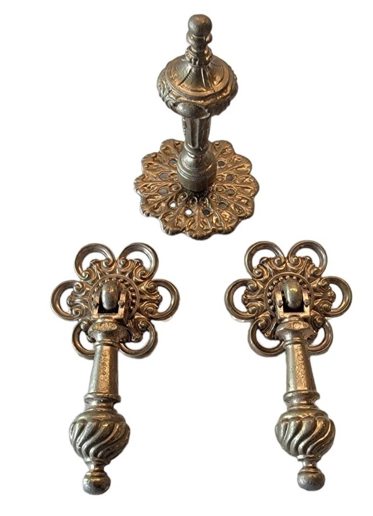 Ornate Drawer Pulls Vintage Brass Set Of 3 Furniture Restoration Salvage
