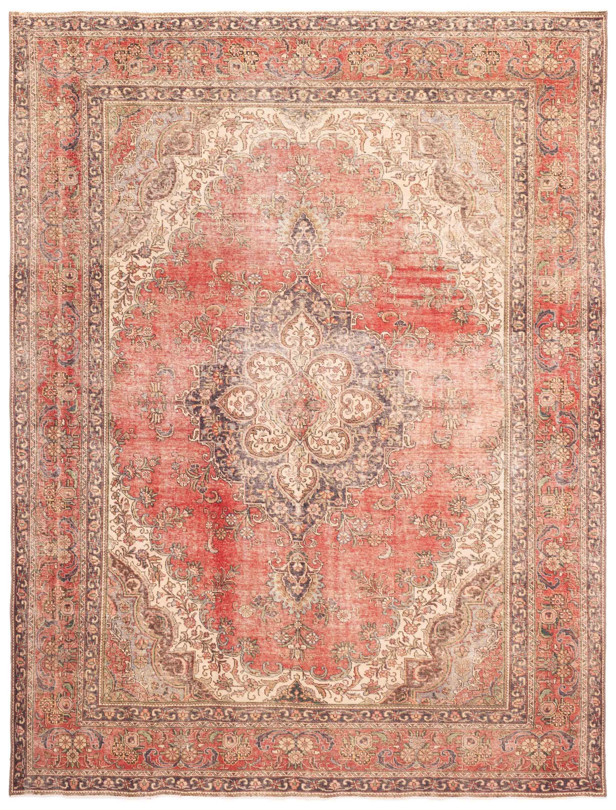 Vintage Hand-Knotted Area Rug 9’9″ x 13’1″ Traditional Oriental Wool Carpet
