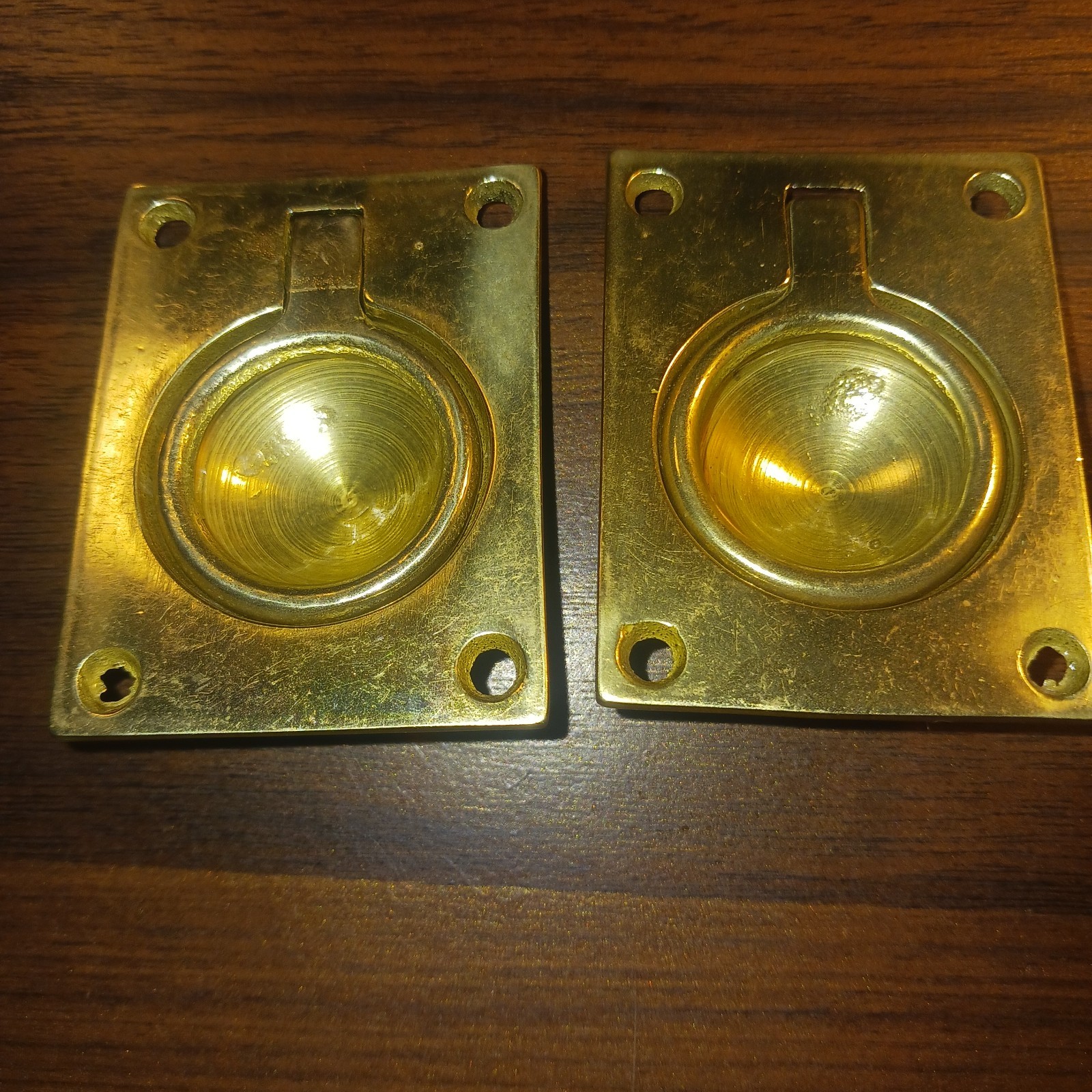 Brass Flush Ring Pull 2″ x 2 1/2″ Set Of 2