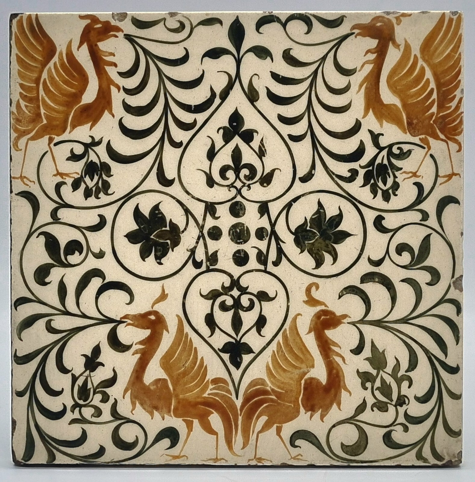 Arts & Crafts 8″ Tile Hand Painted on Minton Hollins Blank by Shrigley and Hunt