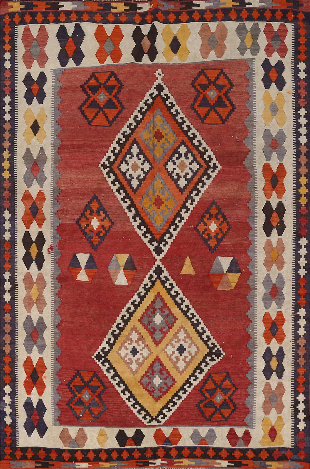 Nomad Vegetable Dye Kilim Flat-weave Semi-Antique Rug Wool Reversible Carpet 5×8
