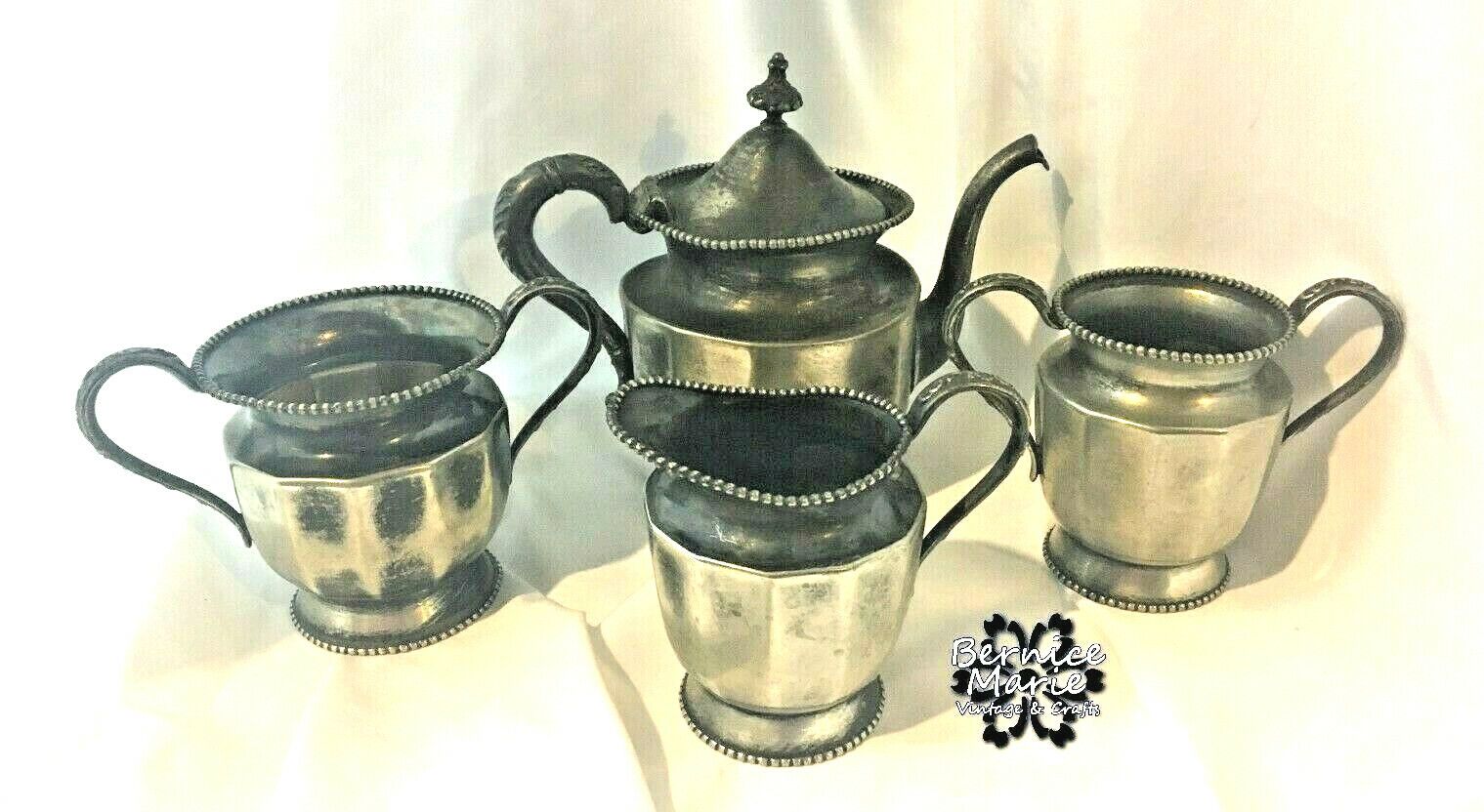Van Bergh Quadruple Silver Plate Tea Set Antique 1800’s 4 Pc