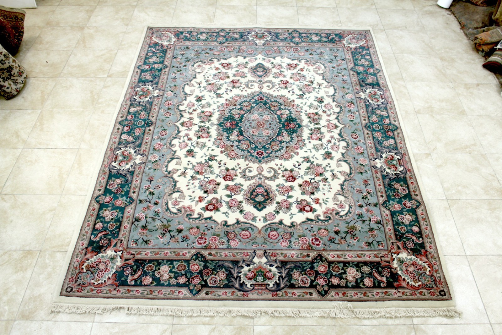 8X10 BREATHTAKING MASTERPIECE 400KPSI 50RAJ HAND KNOTTED SILK & WOOL TABRIZZ RUG