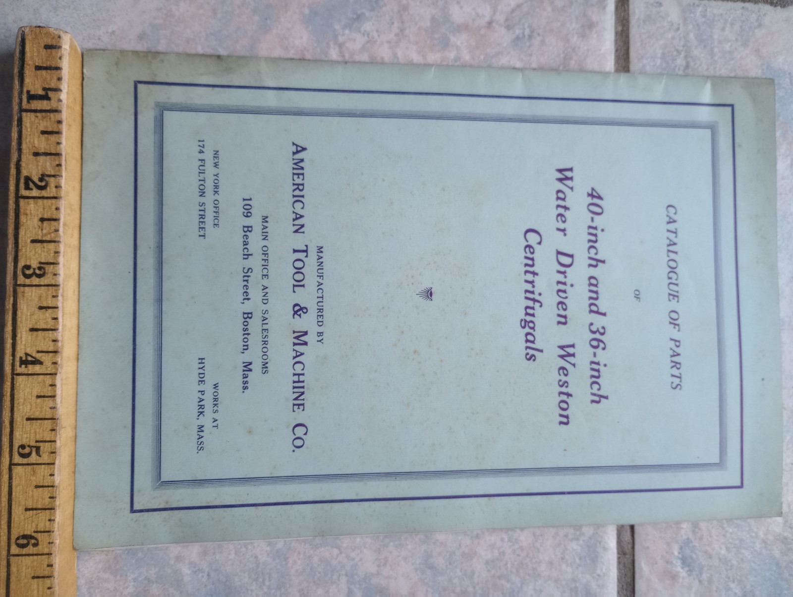 Antique American Tool & Machine Co. Water Driven Weston Centrifugals Catalogue