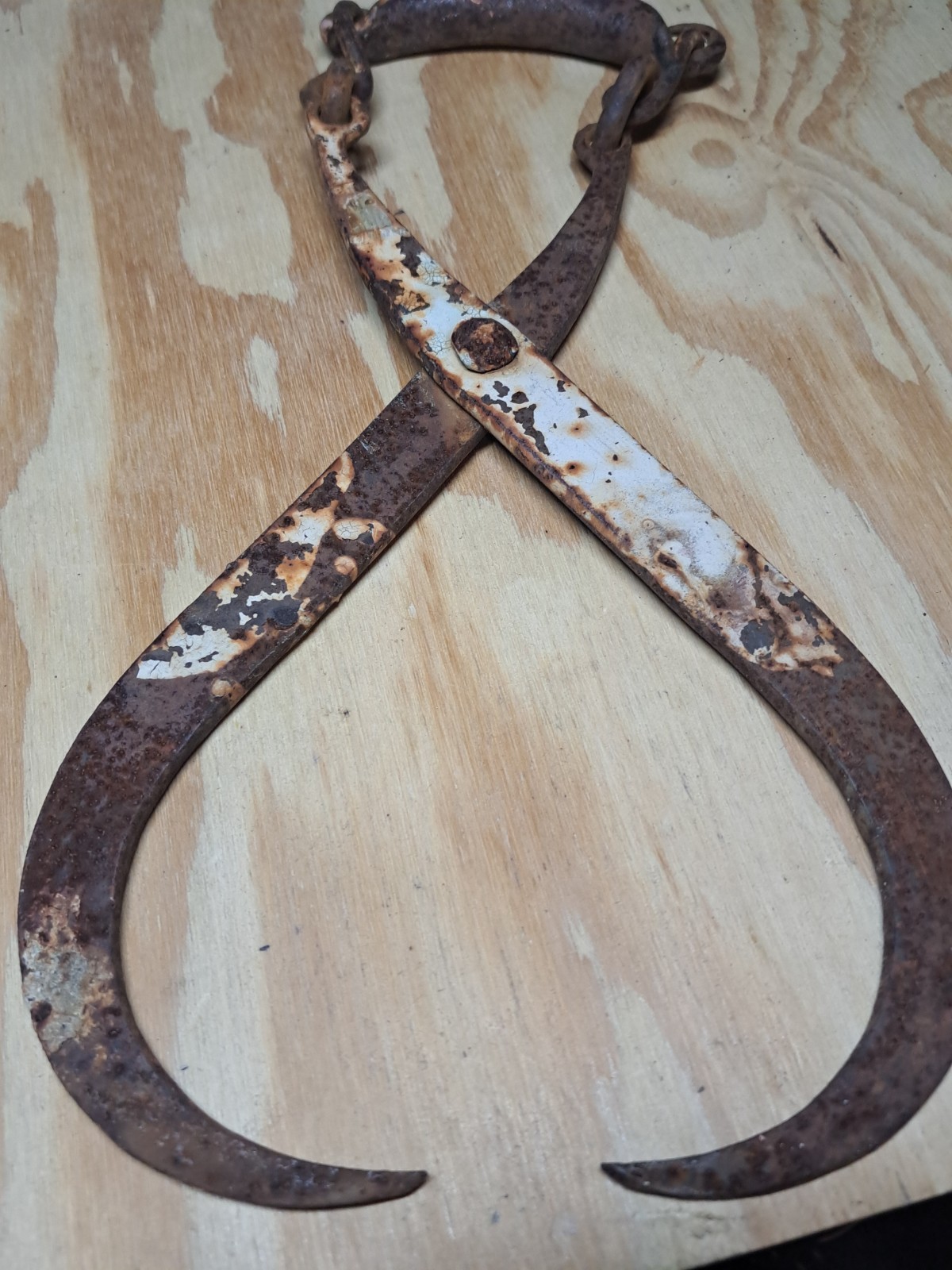 Antique Primitive Rustic Ice Block Log Tongs 14 inches Vintage Display