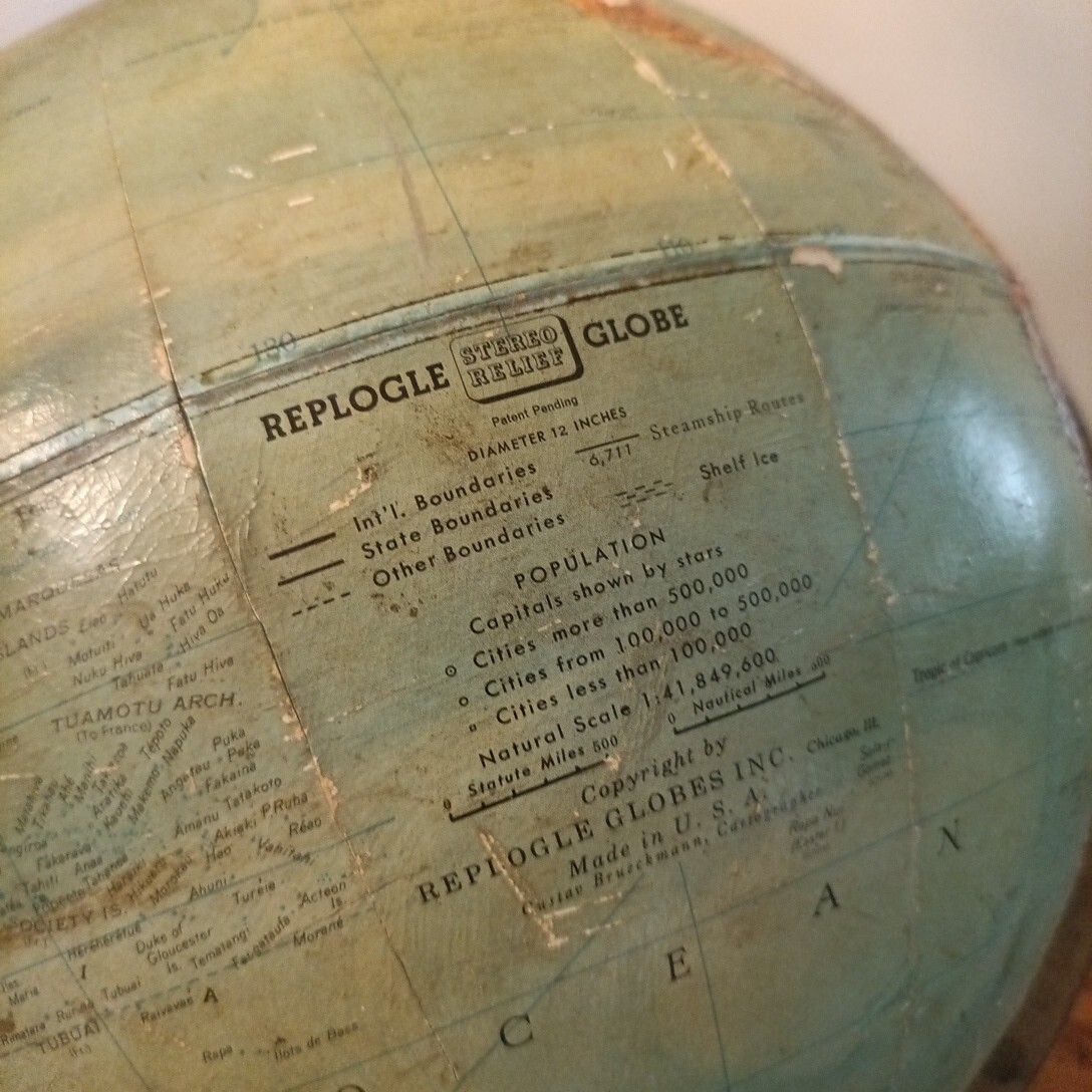 Vintage 1940s Replogle Precision Globe 12″ Table Top 1 Made In USA Rare