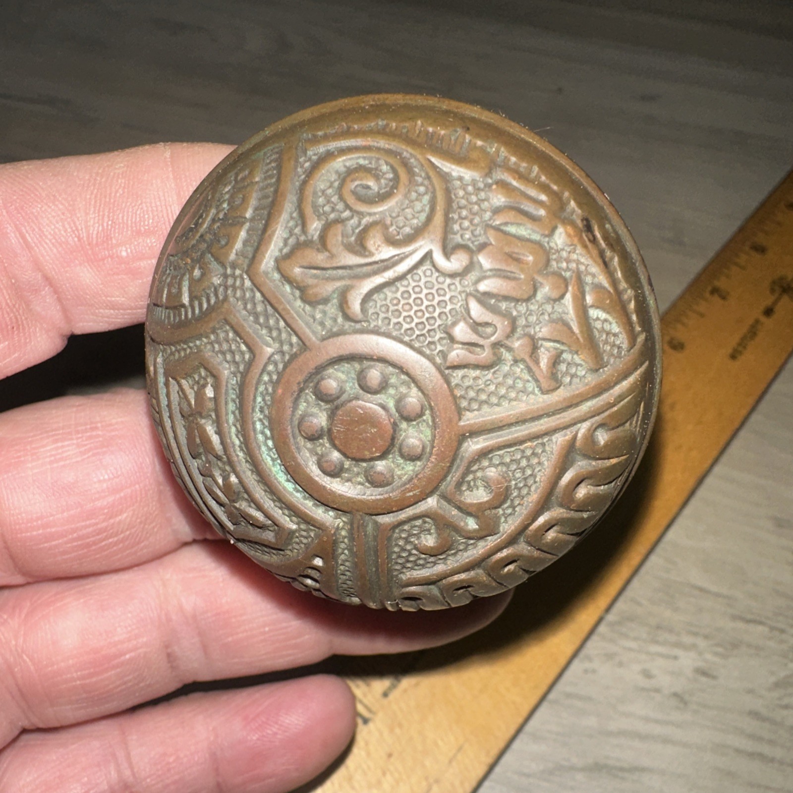Antique Eastlake Bronze Doorknob Set Floral Pattern Rusted Seized!!