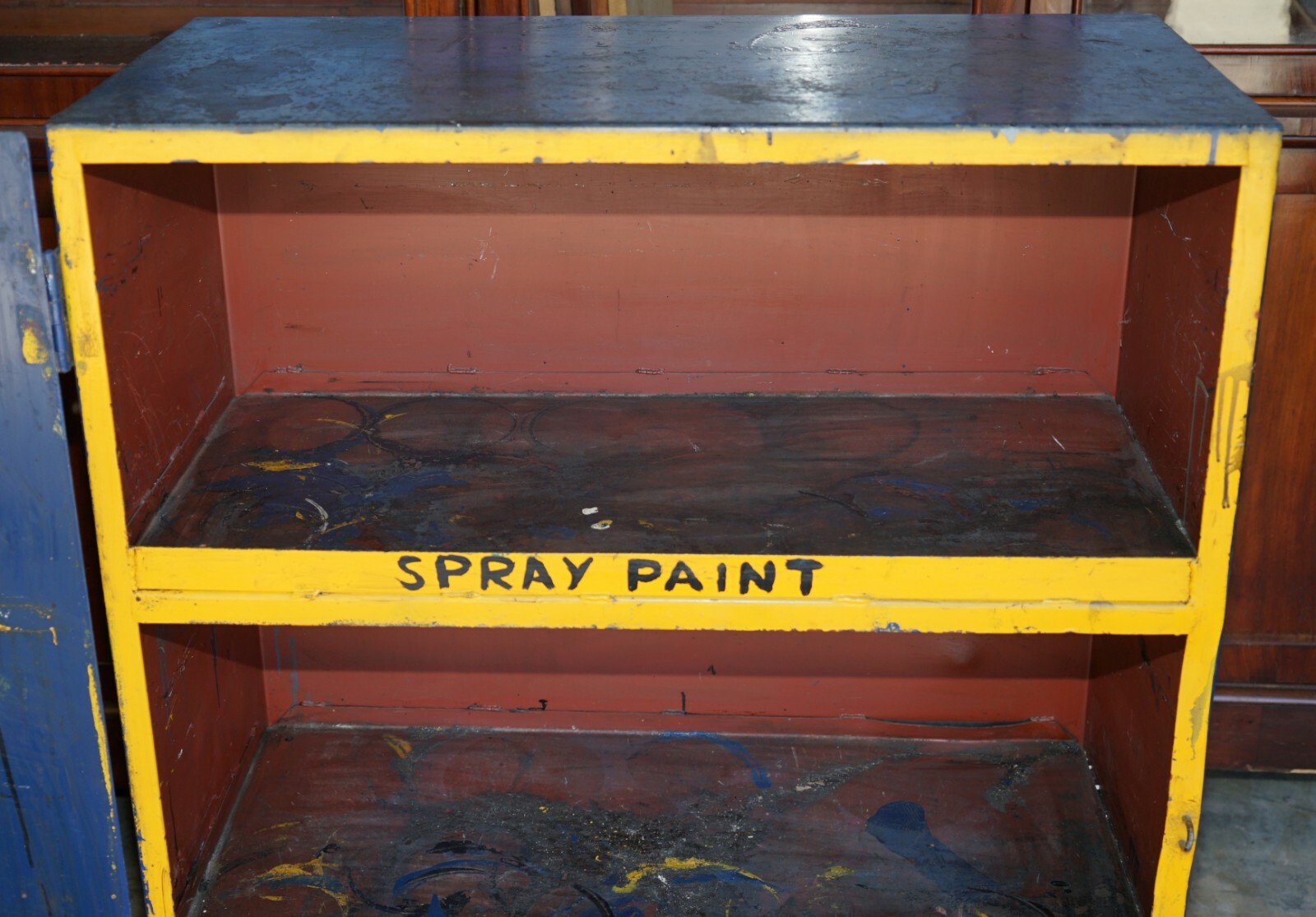 INDUSTRIAL STEEL LARGE CIRCA 1950’S METAL WORKERS PAINT CUPBOARD VERY RARE FIND