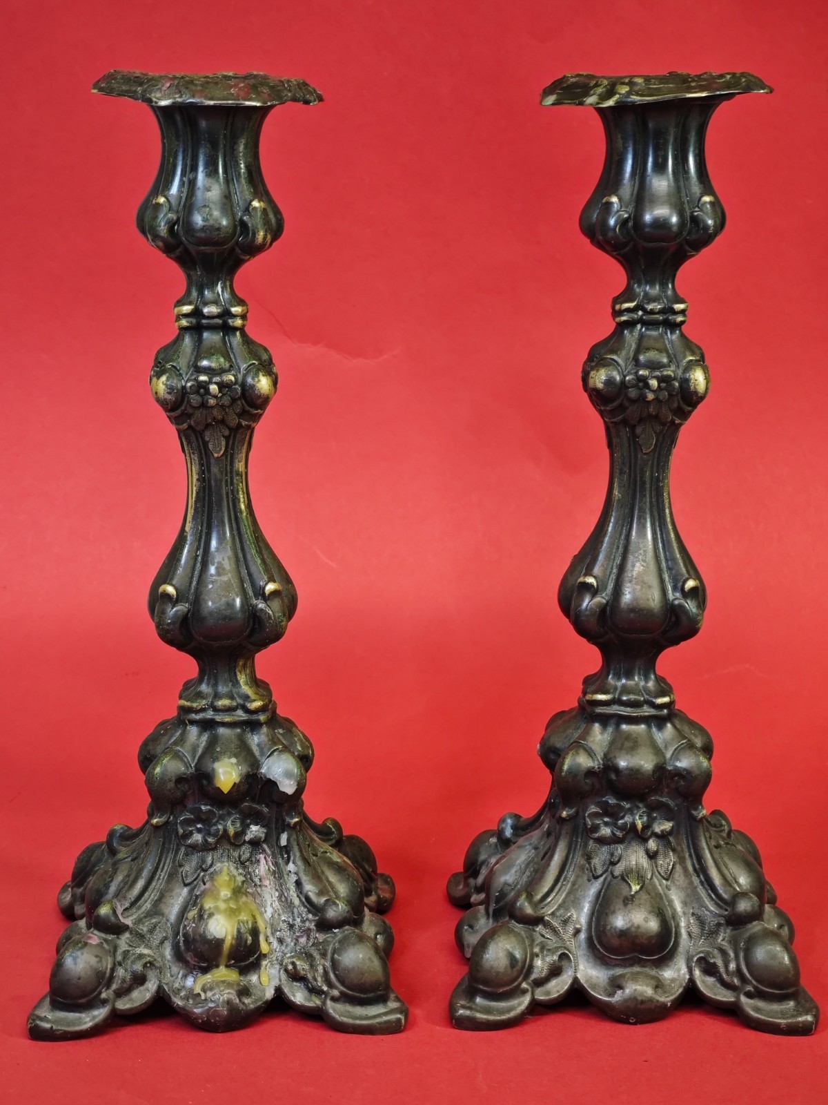 Antique Norblin & Co Warsaw Silver Plate Candlesticks Pair Judaica Shabbat Rare