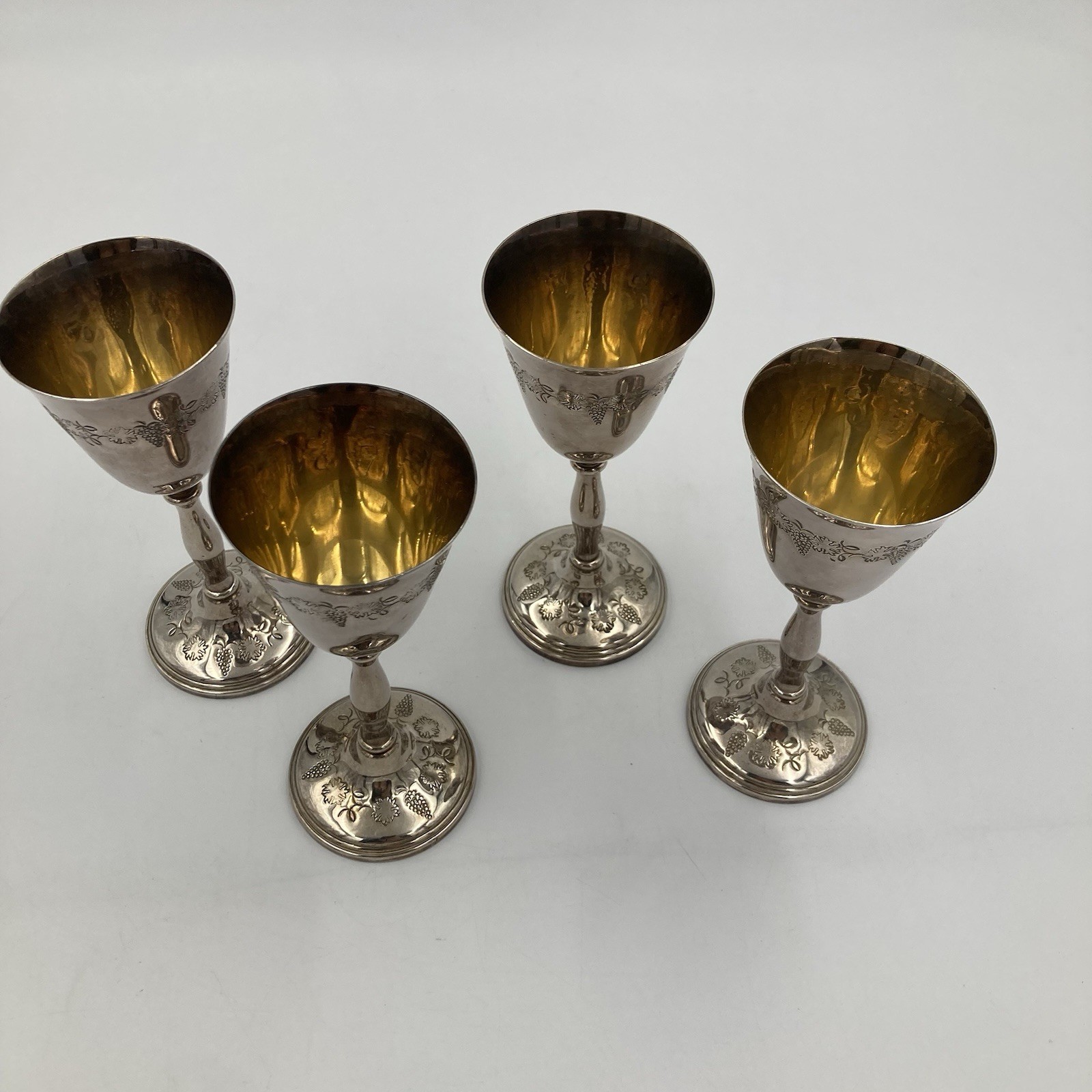 Harrods Silver Plated Goblets x4 by Cavalier England Grape Design Vintage