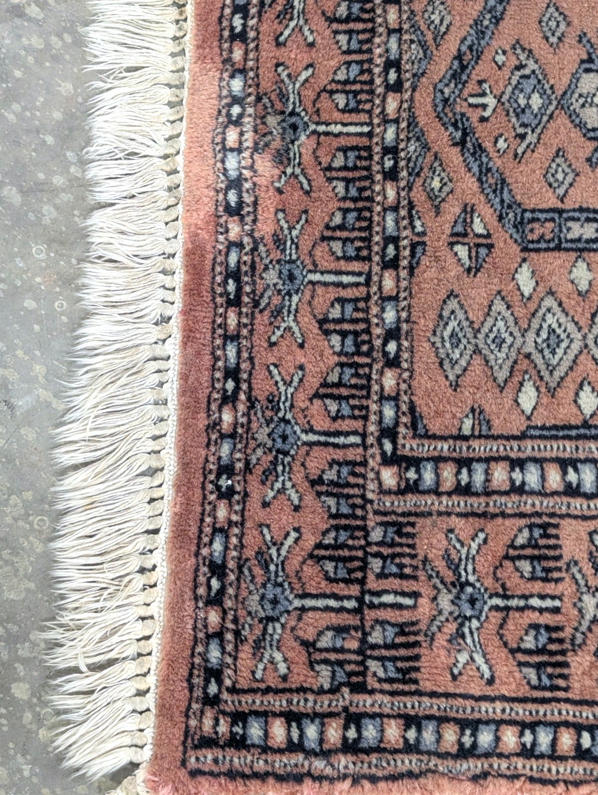 Vintage Hand Knotted Terracotta Bokhara Rug Turkmen Wool Rug Gul Motifs 4′ x 2.5