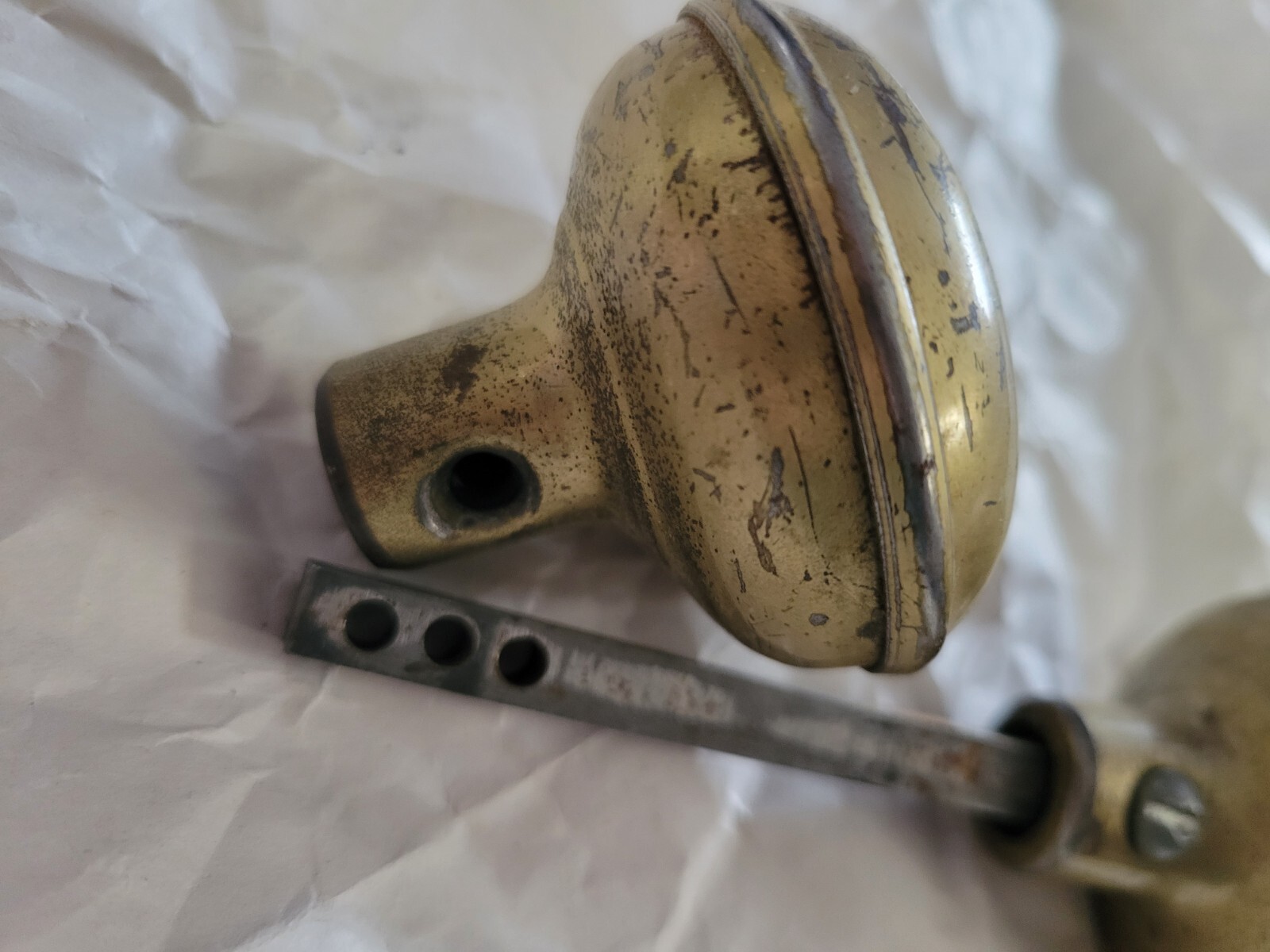 Brass Door Knobs Handles Set with Threaded Spindle Screw Knobs 2.5in Vtg