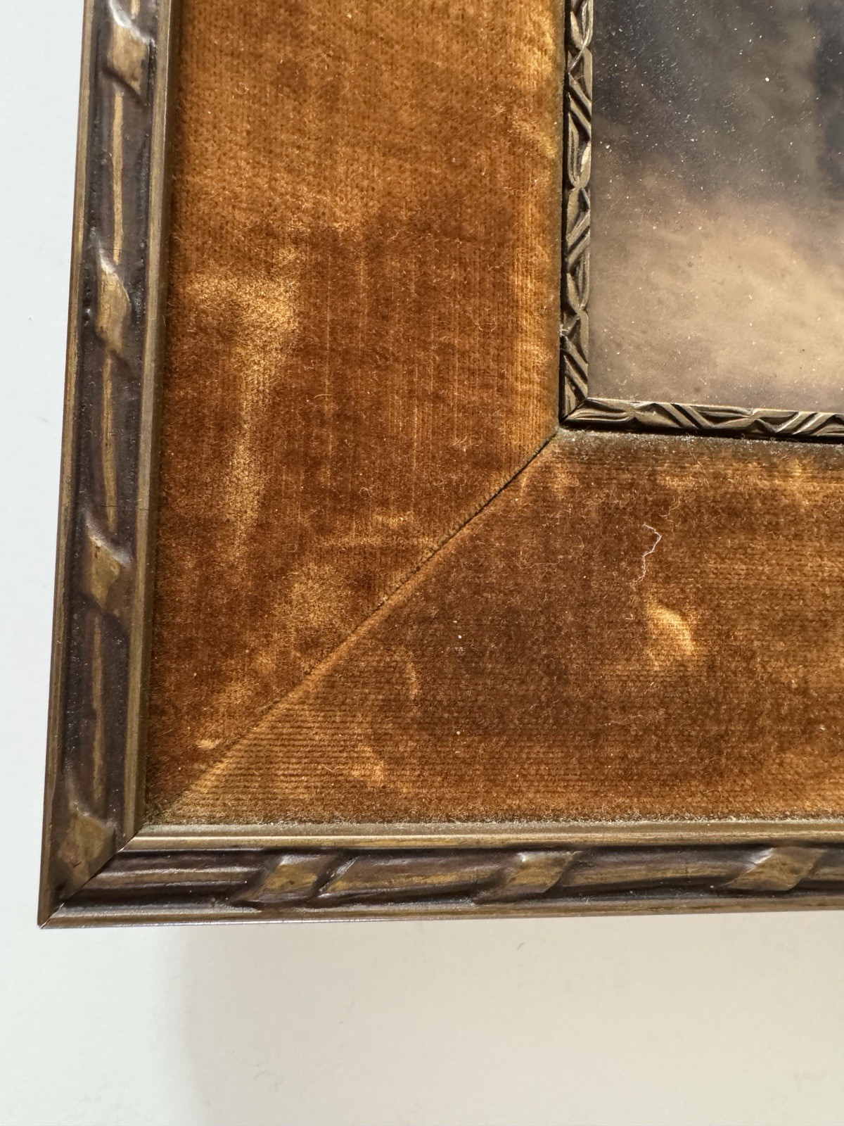Antique Hand-Painted & Framed Porcelain Tile of Young Lady -signed “Wagner”