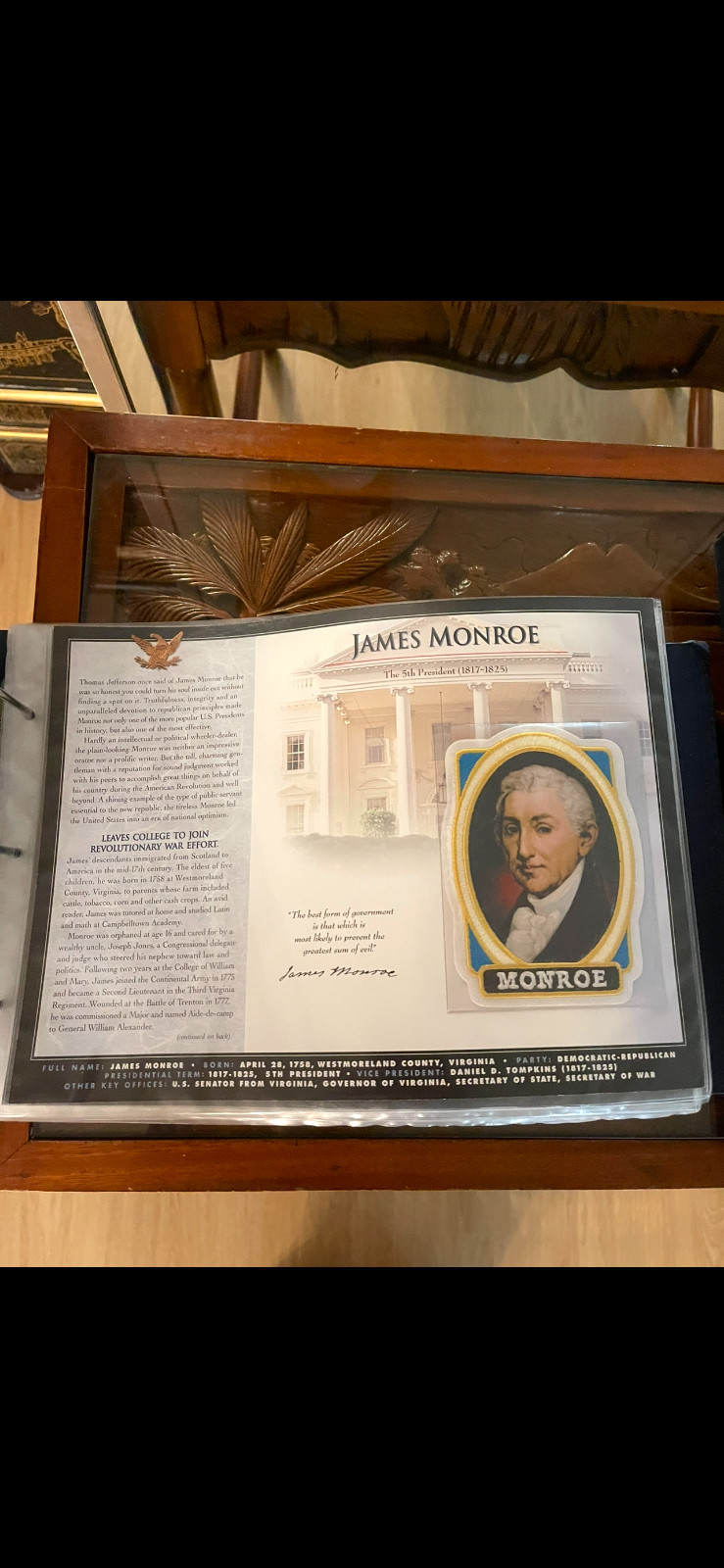Us presidental patch- James monroe