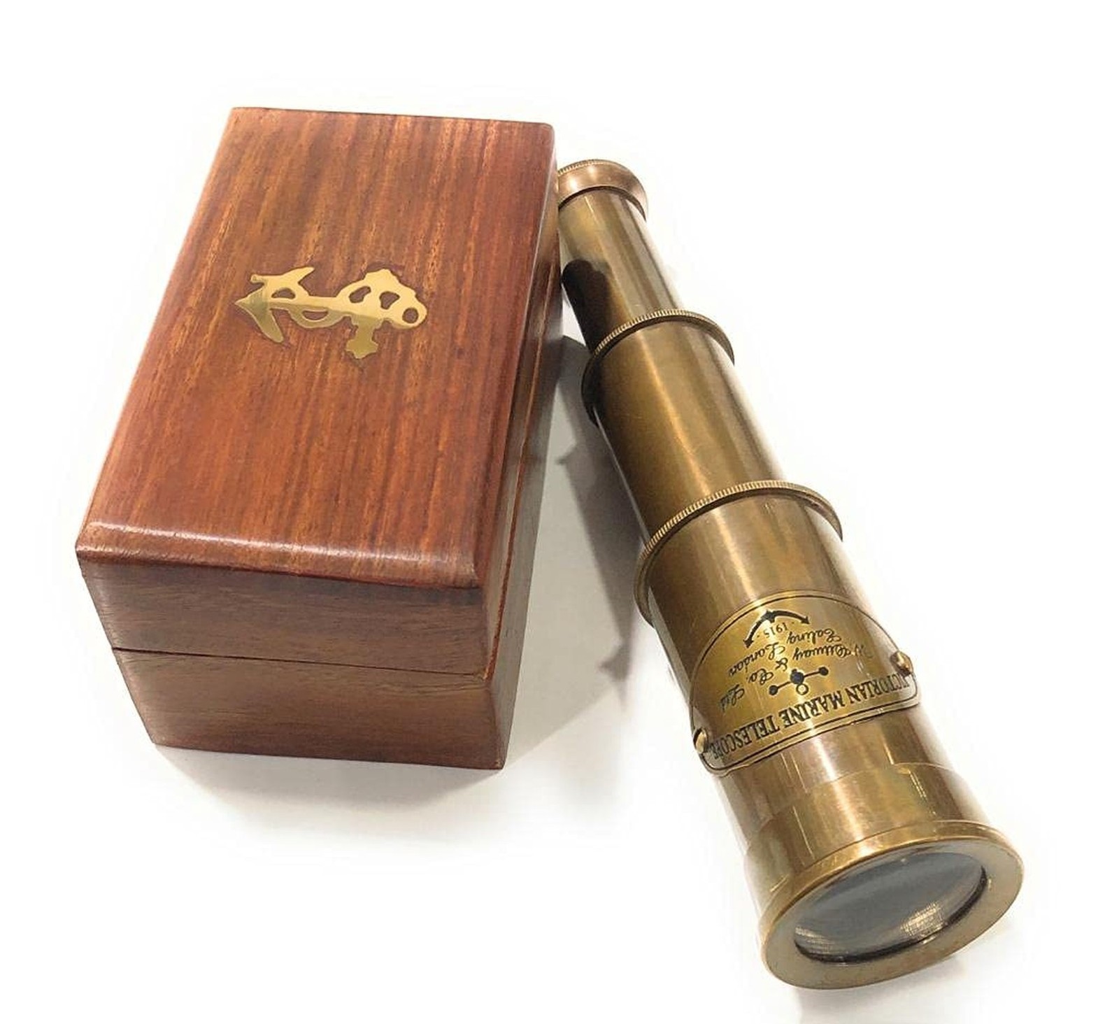 6″ Handheld Brass Telescope with Wooden Box – Pirate Navigation (Victorian Ma…