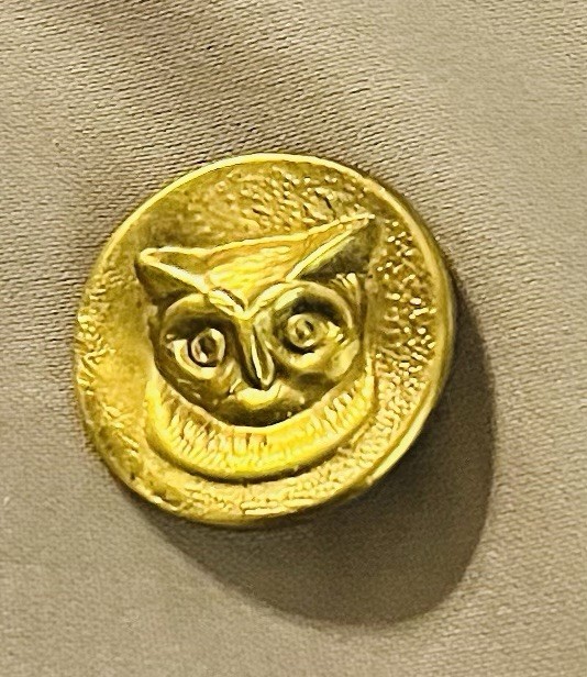EX Rare Antique OWL brass Button, French Backmark, Ca. 1900s/1915.