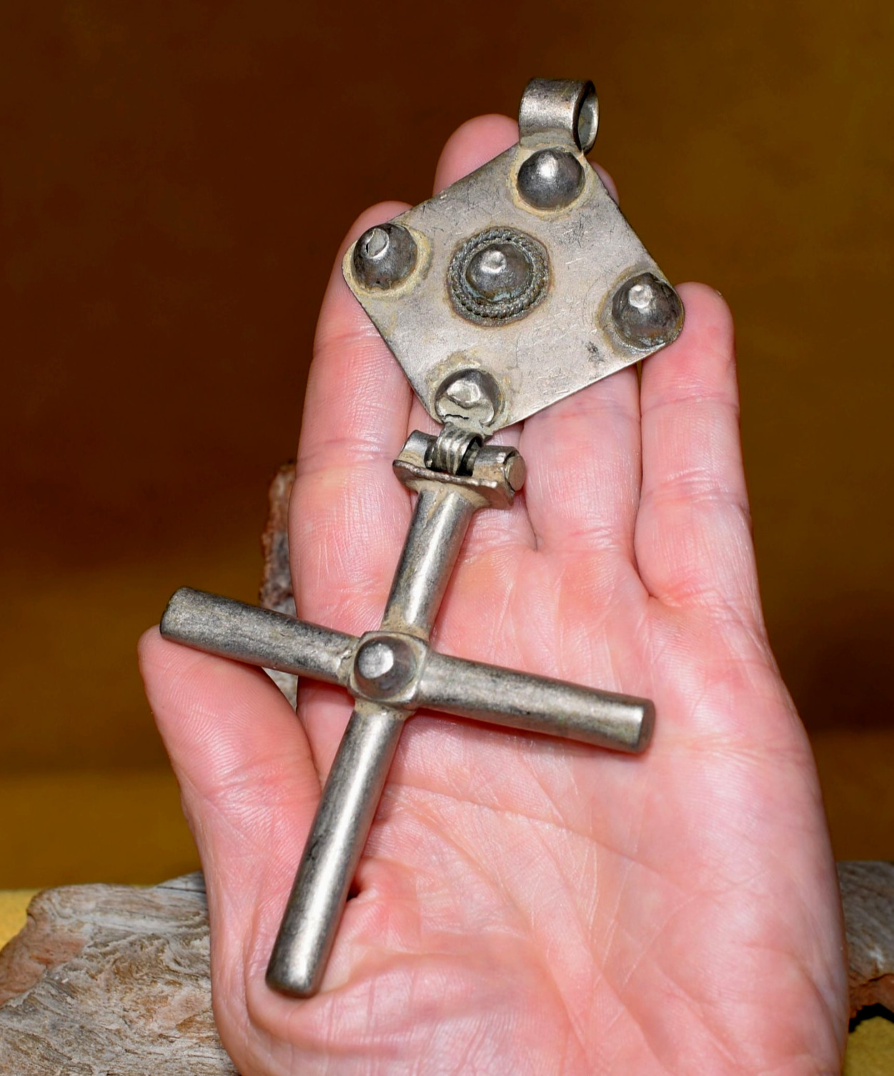 BIG Rare Antique Ethiopian Coptic Christian Cross Silver Pendant Ethiopia Africa