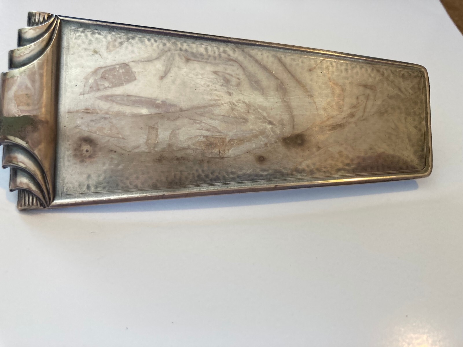 silver Pie/cake server with abalone/pearl inlaid marked Alpaca HOKA