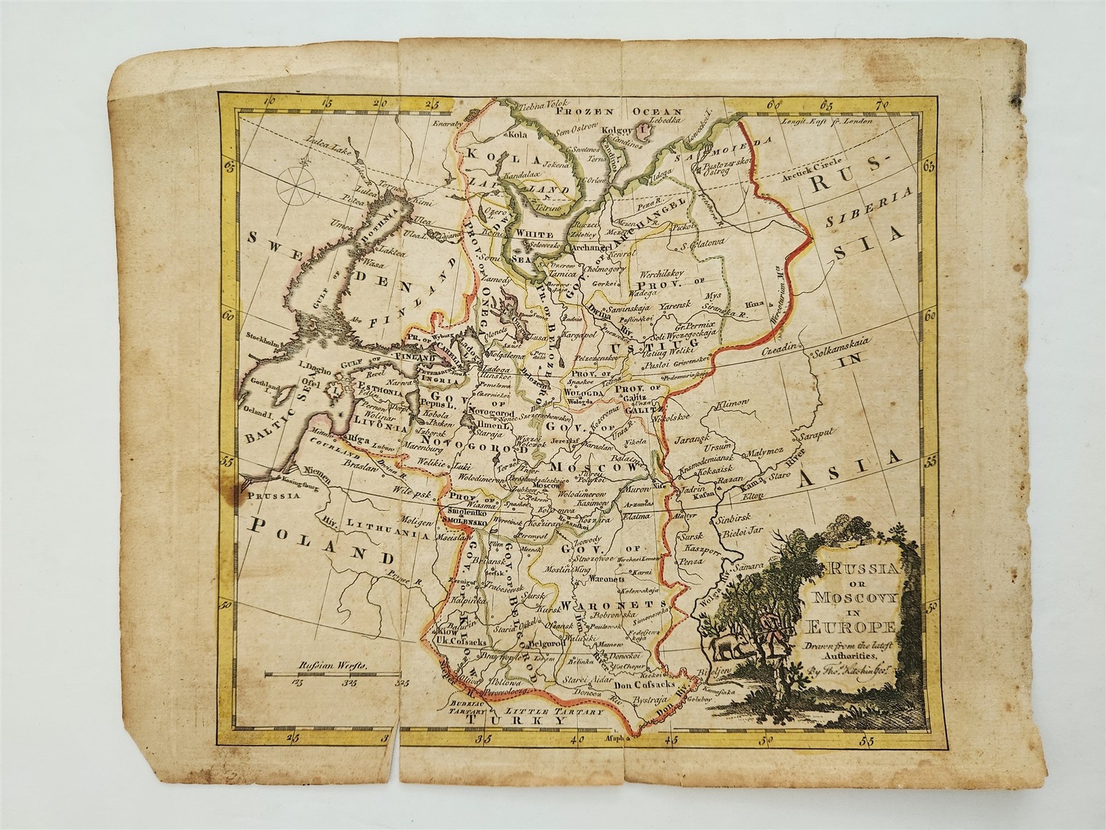 1782 antique RUSSIA MOSCOVY moscow MAP hand colored THOMAS KITCHIN engraved