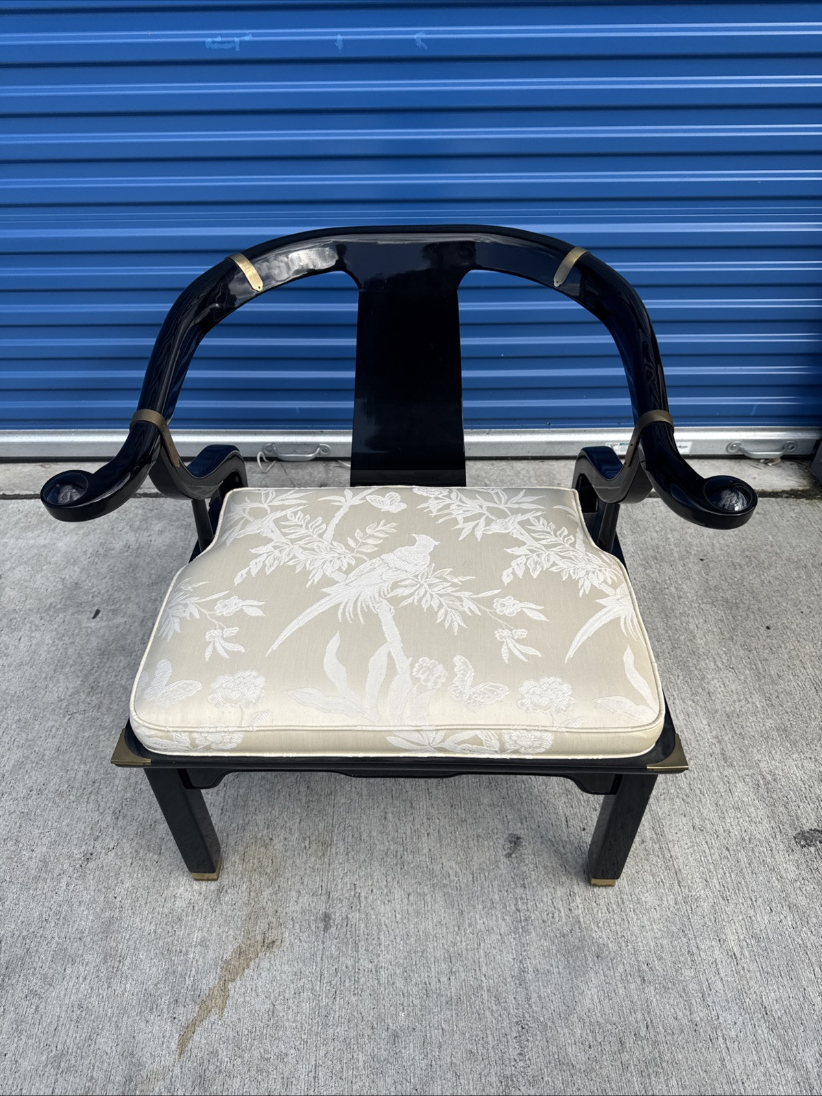 Vintage Century Chair Company Black Gloss Lacquer Chair w/Gold Brass Hardware