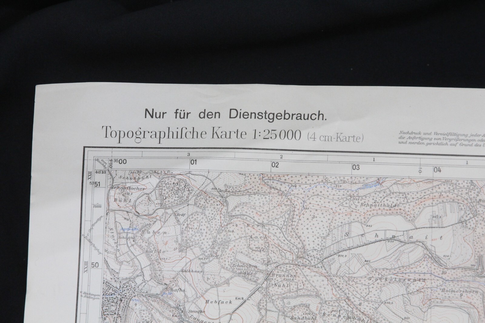 Ebinger Germany 1934 Geological Topographic Map 22.5″ x 22″ 57cm x 55cm