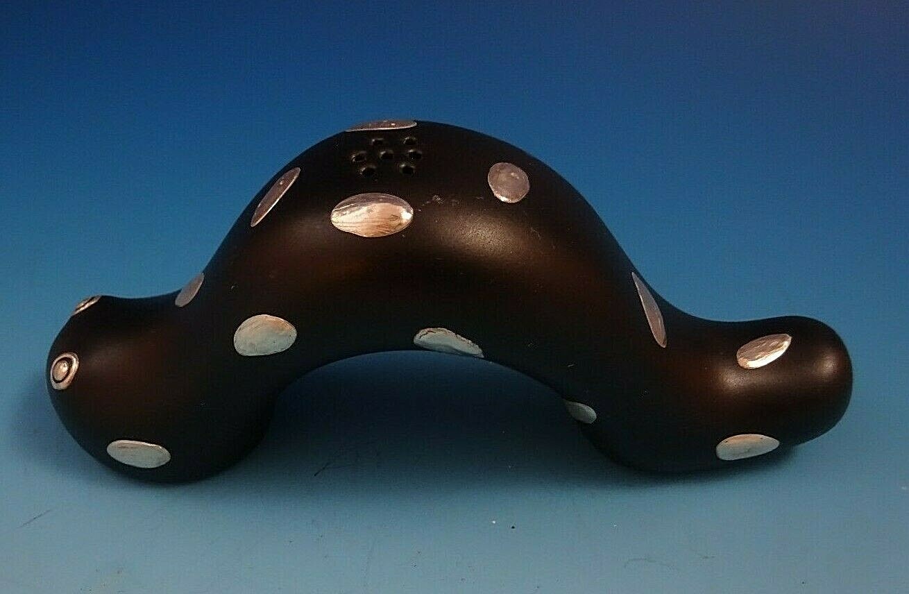 Mexico Silver on Ceramic Caterpillar Shaker by Emilia Castillo (#4453)