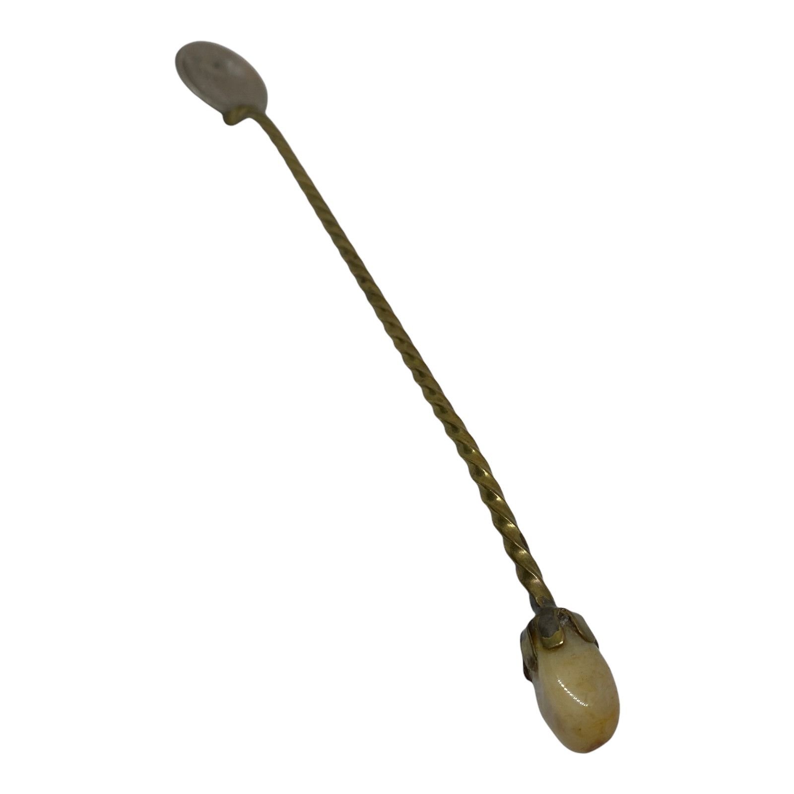 Foreign Coin Chile Mount Spoon Silver Brass 9″ With Gemstone Tip 1933