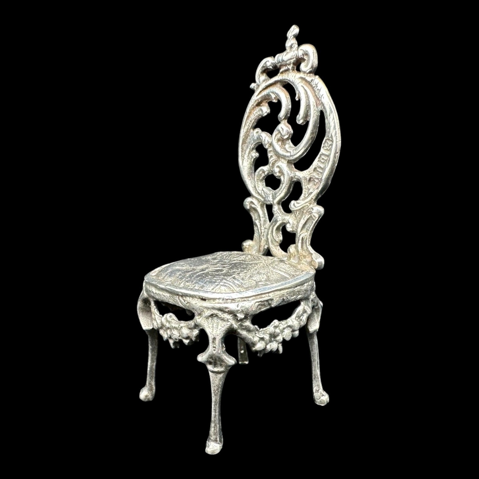 ** ANTIQUE ** VICTORIAN STERLING SILVER MINIATURE CHAIR IMPORT MARKS 1897