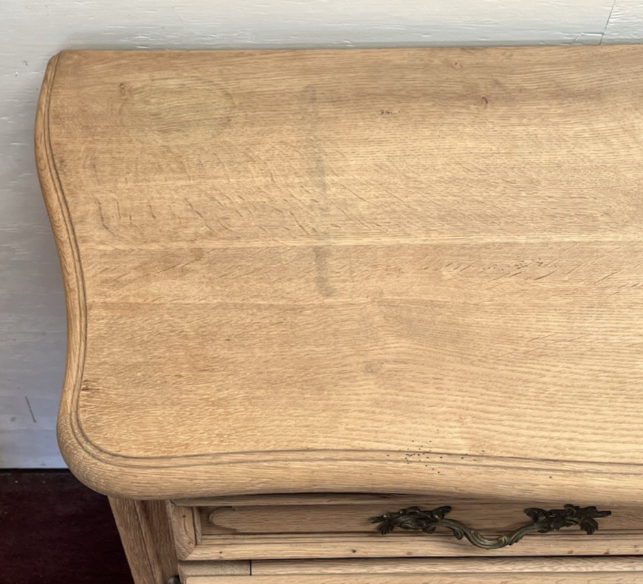 Antique Bleached French Provincial Oak Louis XV Sideboard Enfilade 79.5” x 21”