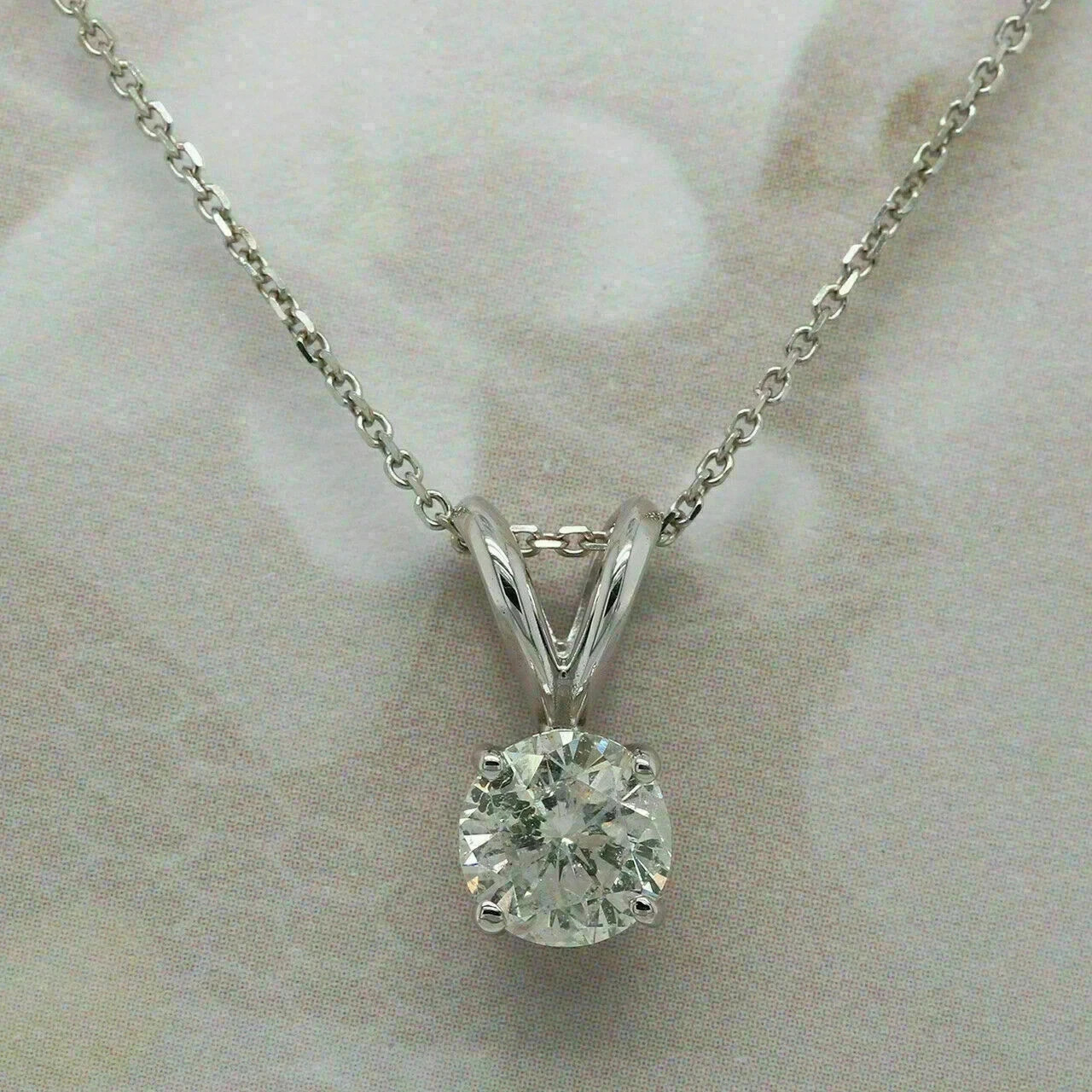 14k White Gold Plated 1Ct Round Cut Lab Created Diamond Women Solitaire Pendant