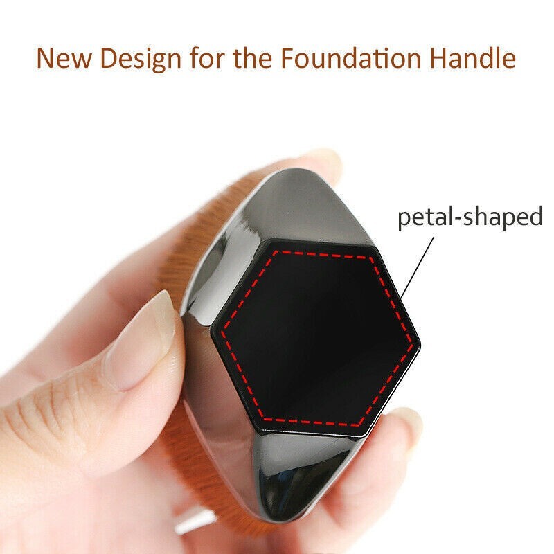 2pcs Foundation Makeup Brush Flat Top Kabuki Hexagon Face Blush Liquid Powder