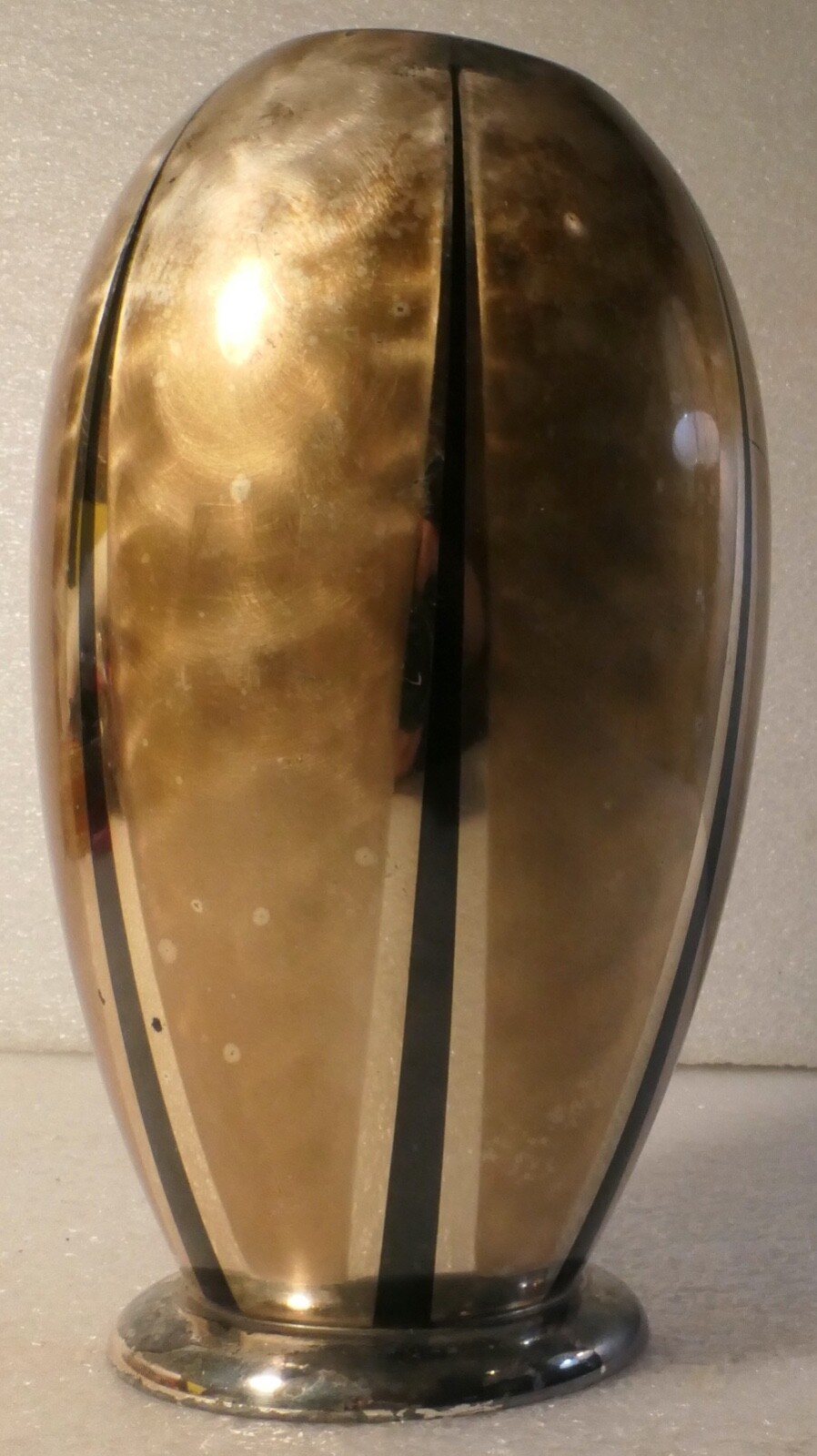 ANTIQUE WMF IKORA DESIGN 1934 ART DECO METAL PLATED ENAMELED VASE