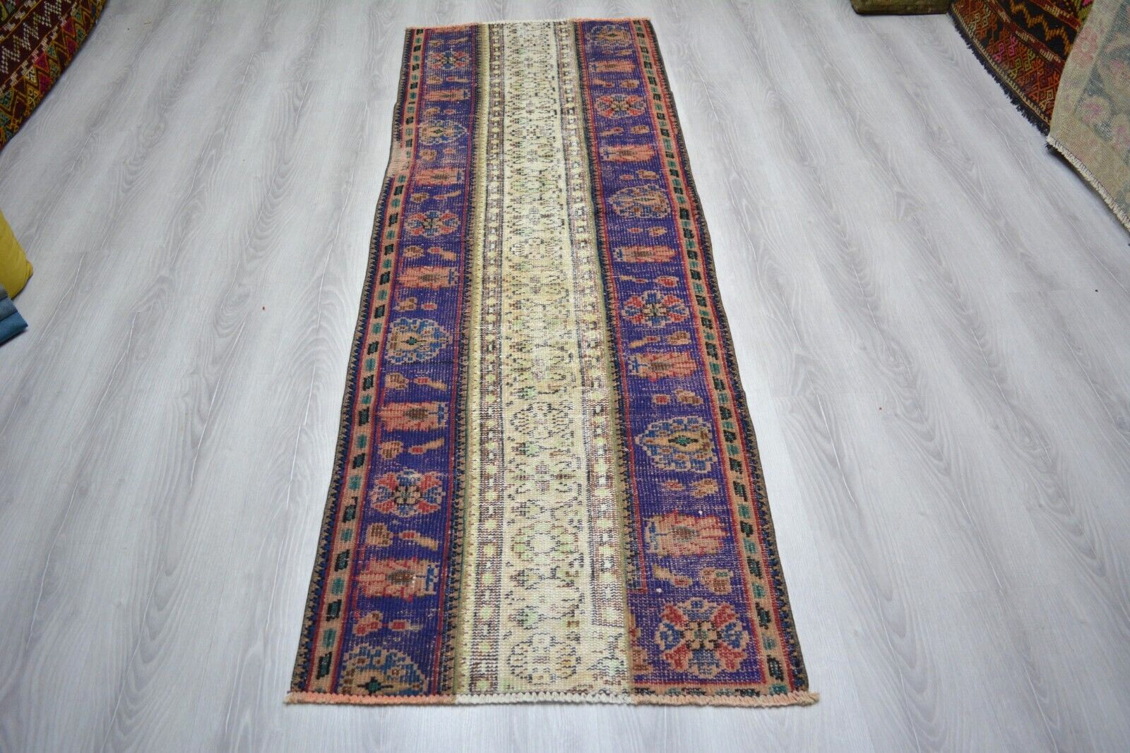 Multicolor Handmade Runner, 2.5×7.1ft, Vintage Turkish Entryway Rug, Hallway Rug