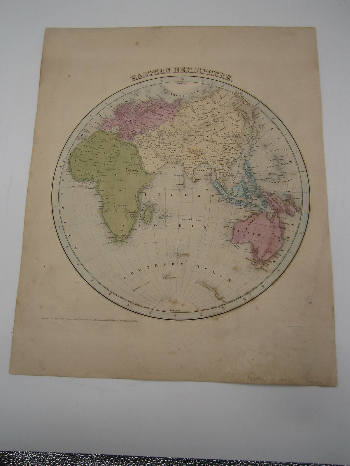 Eastern & Western Hemisphere Maps from Bradford & Goodrich Atlas 1841