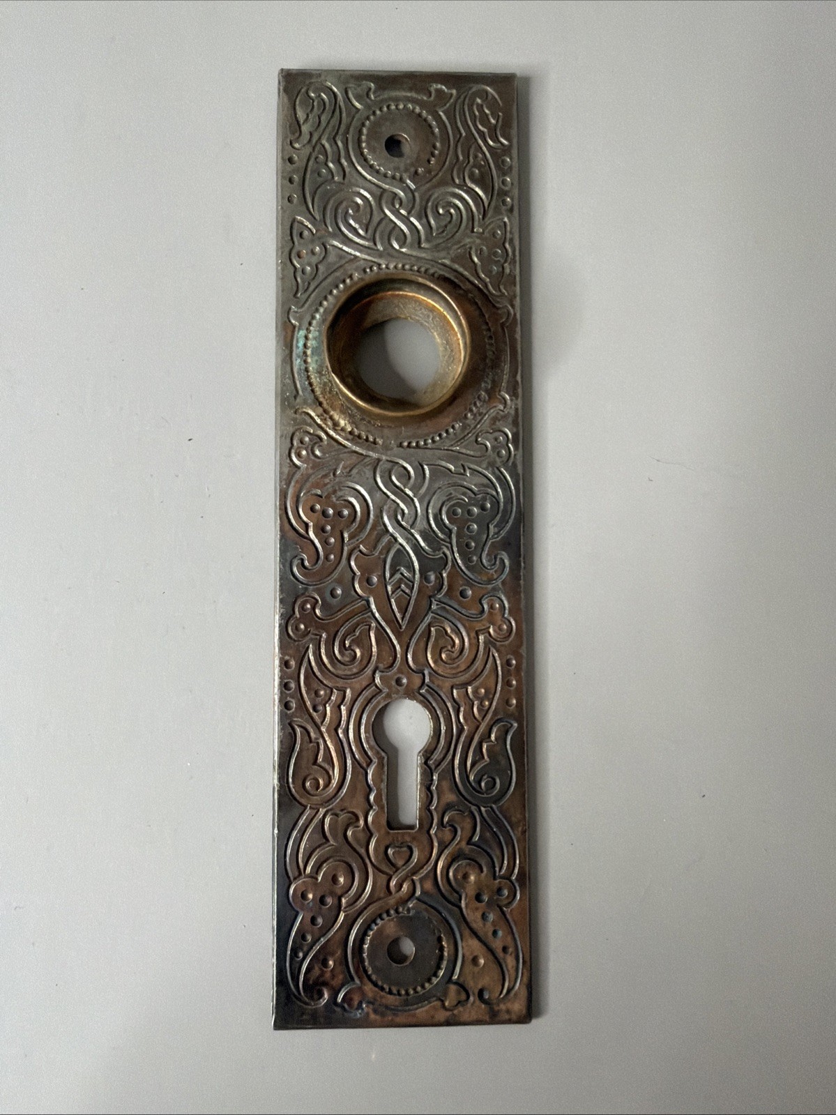 One Antique Vintage Victorian Eastlake Backplate Door Plate Reclaimed Salvage