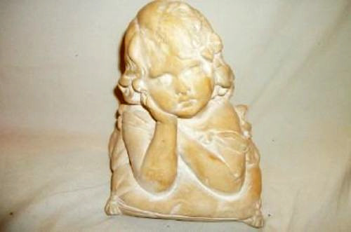 HOLLYWOOD REGENCY PLASTER BUST YOUNG GIRL 1960s ORIGINAL WHITEWASH CHALKWARE MCM