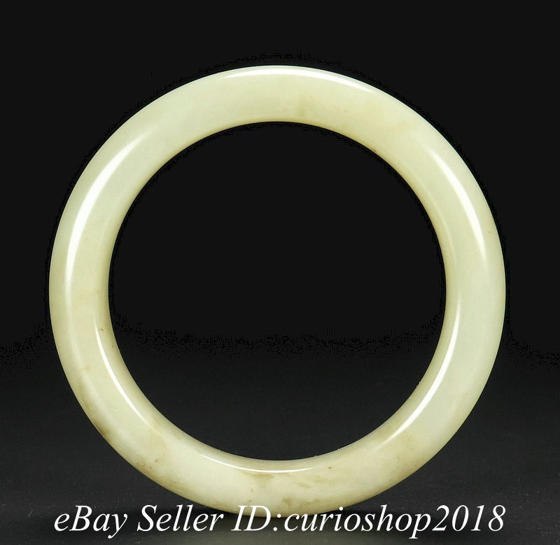 56.5mm Chinese Natural Hetian Jade Carving Round Jewelry Bracelet