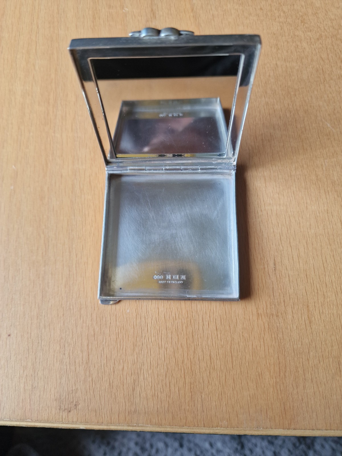 1950s STUNNING solid Silver ORANGE ENAMEL COMPACT