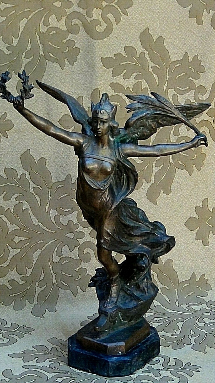 ANTIQUE GIOVANNI FIRENZE(1861-1930,ITALY)GILT BRONZE “LIBERTY”STATUE,SIGNED