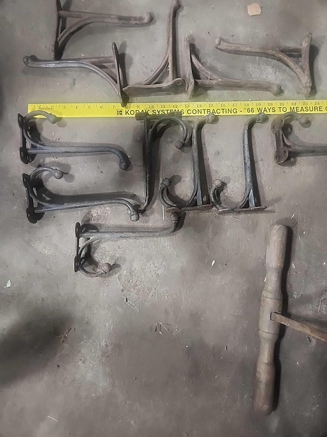 12 Vintage Cast Iron Barn Hooks Set Double An Reg