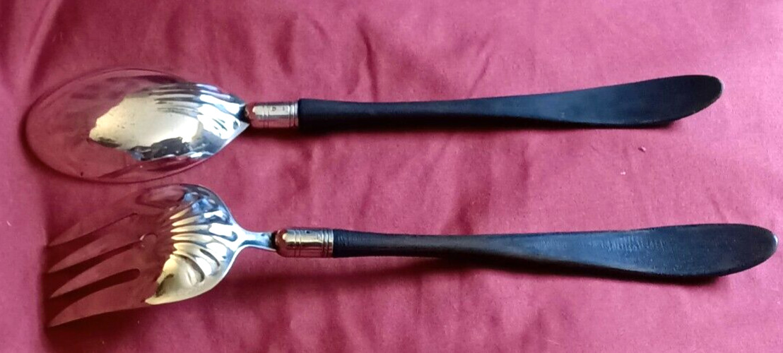 Manning Bowman Chafing Dish Servers Silverplate Ebonized Wood Handles 1910s -20s