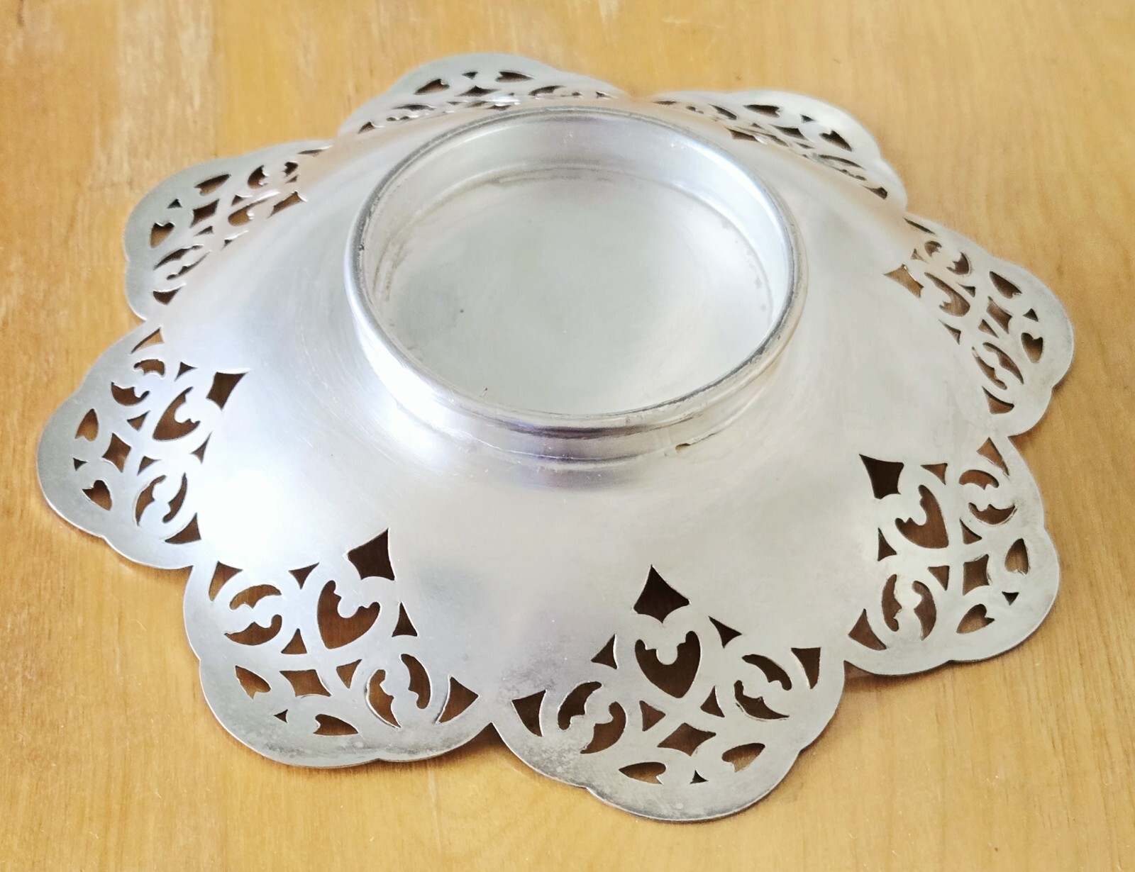 Vintage Silverplate Candy, Nut Dish 6″ Engraved & Pierced Design
