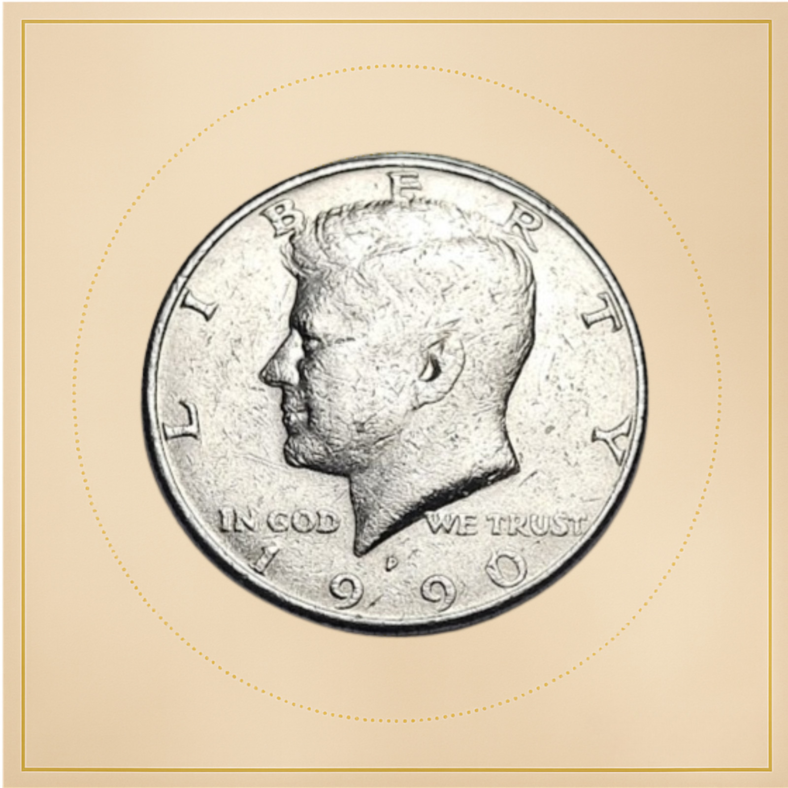 1990 Kennedy Half Dollar – 50C US Coin – Circulated – Weak “E Pluribus Unum”