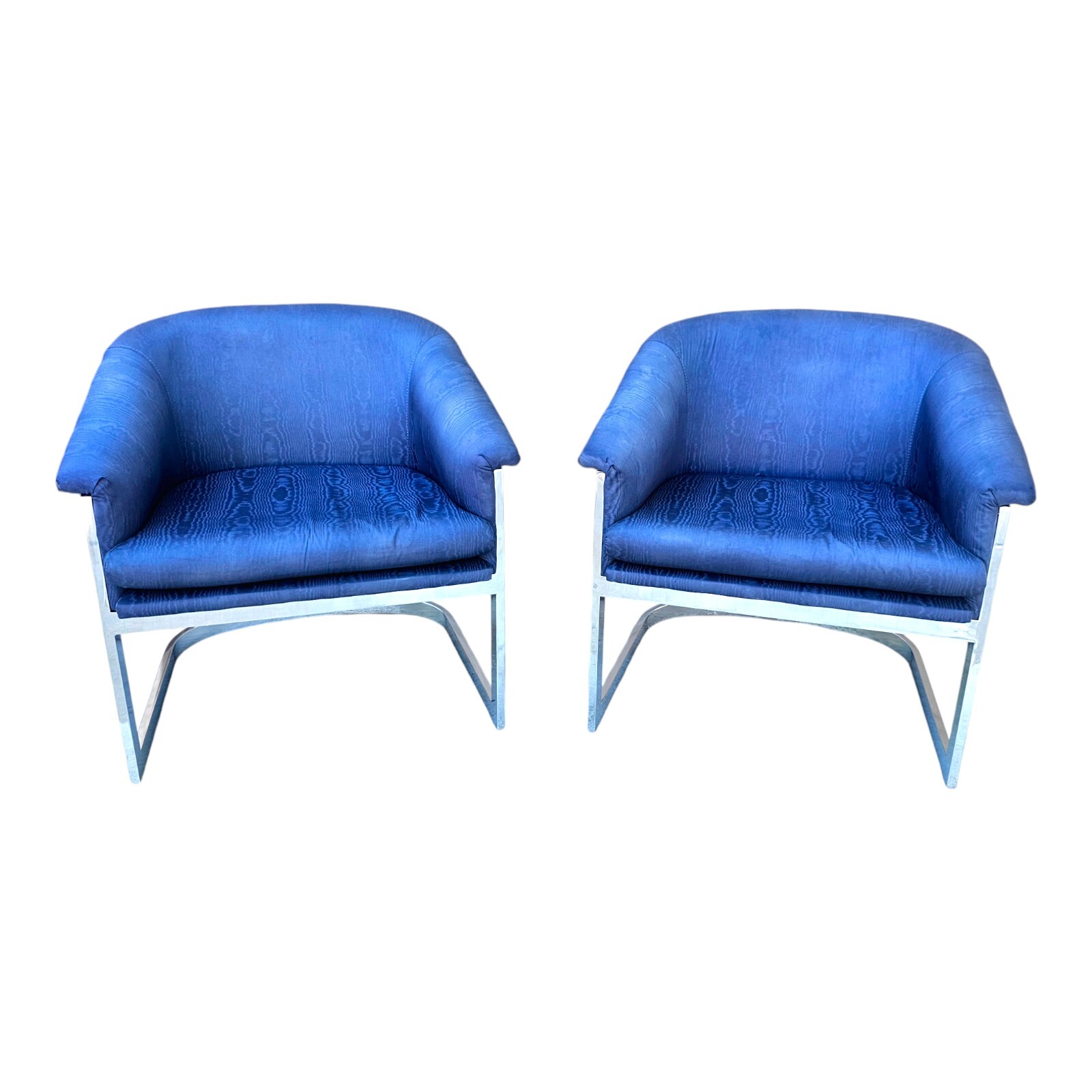 Milo Baughman Chrome Tub Chairs