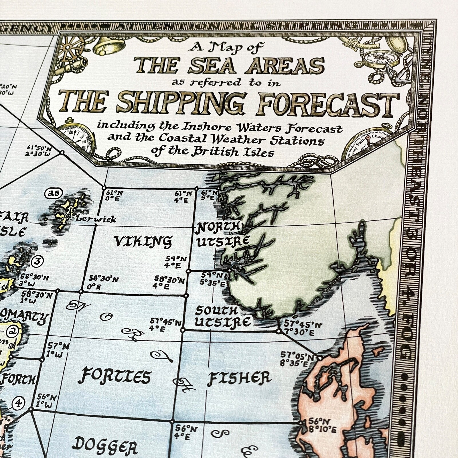 Colour Shipping Forecast Map – Fine Art Prints by Manuscript Maps