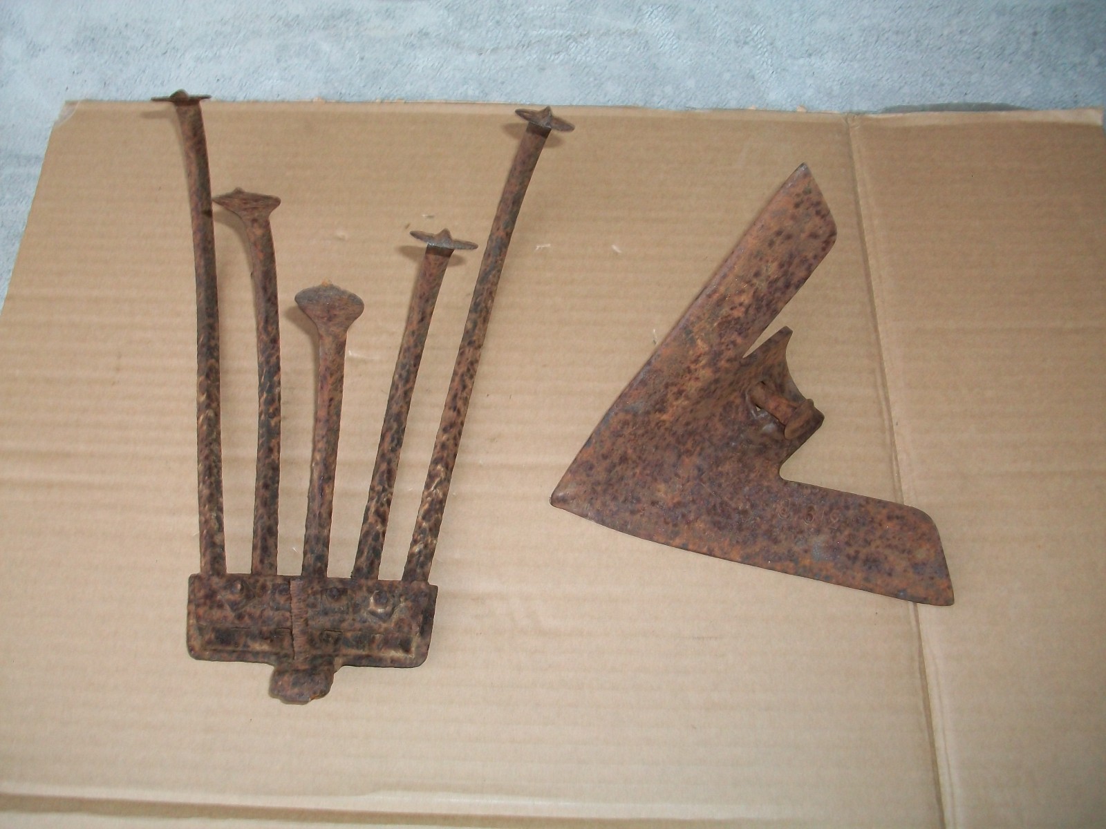 Antique 5 Tine Prong Cultivator Hoe Rake Claw & Plow Blade Heads Only Old