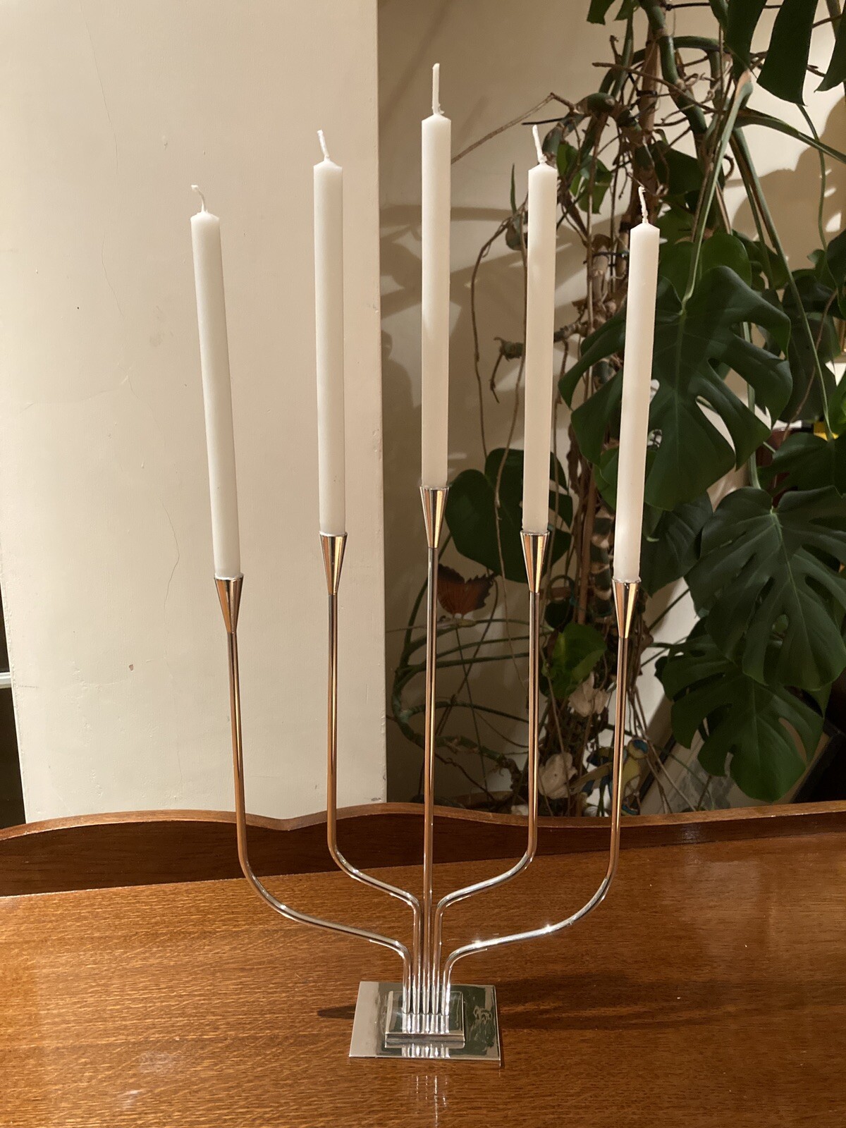 Candelabra By Designer E. Dragsted Denmark Silver Plated Early 20thC W/Candles