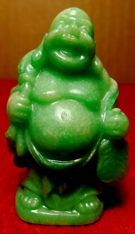 Feng Shui~Buddha Figurine Statue 2” Jade Color laughing Happy